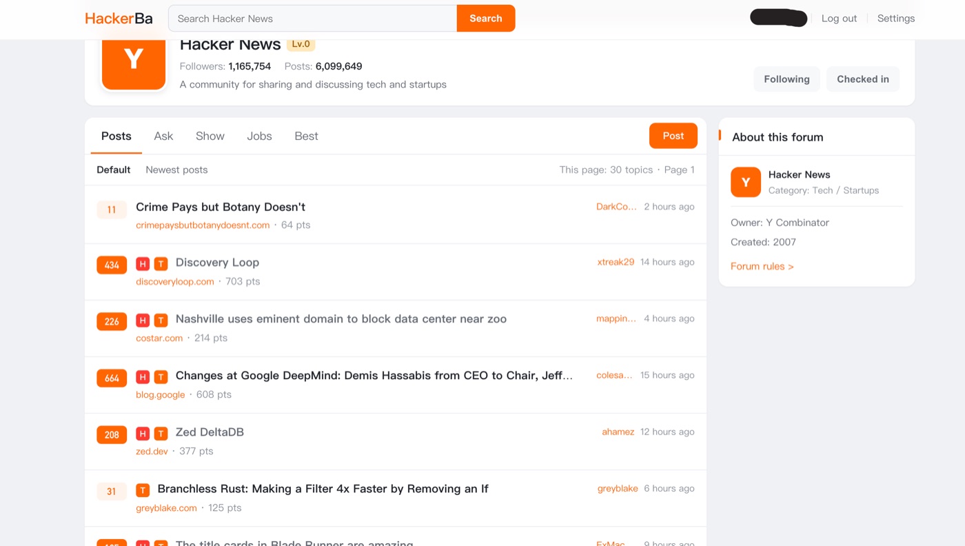 Here HackerBa list page in English