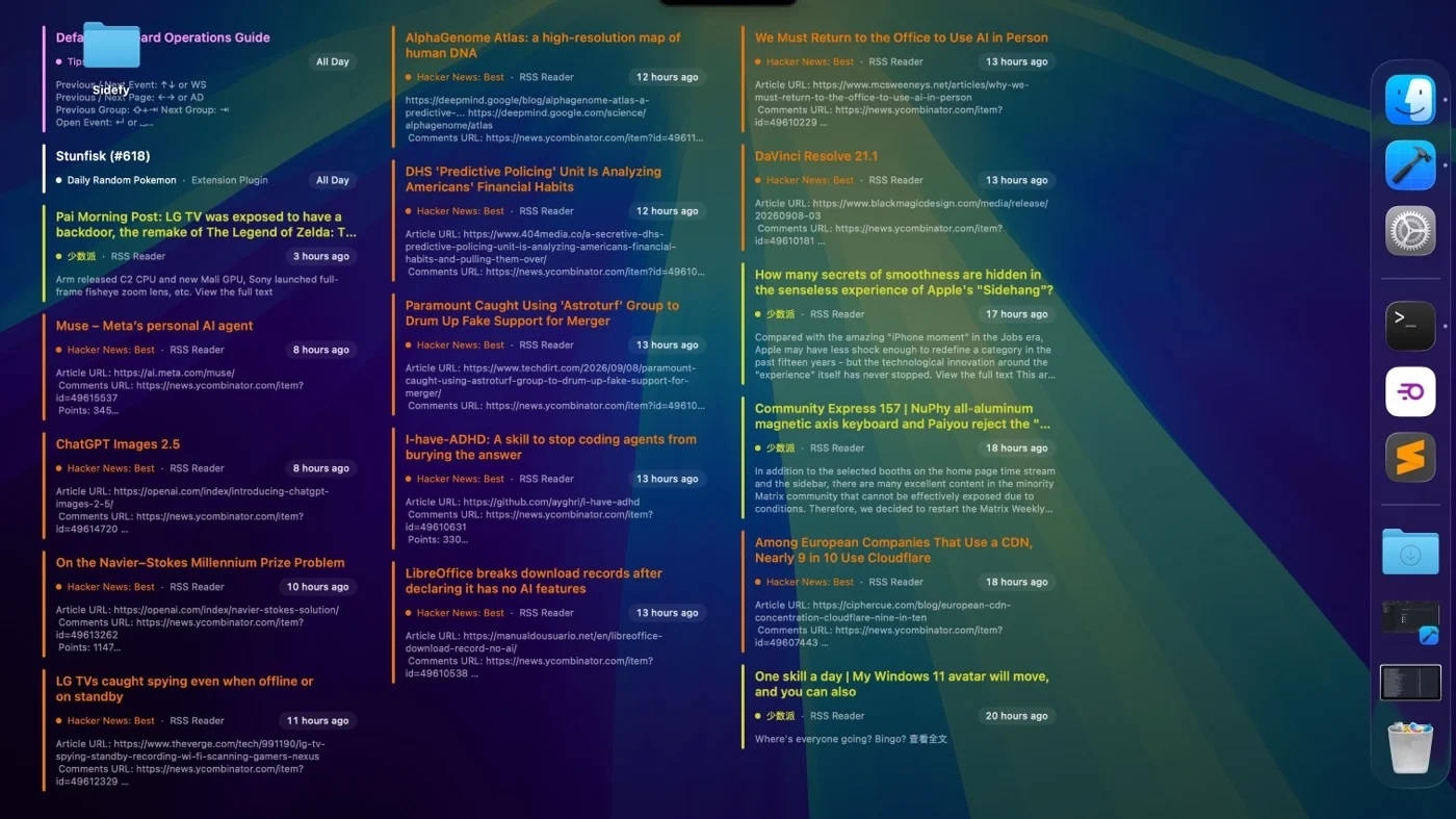 Nunc desktop feed columns