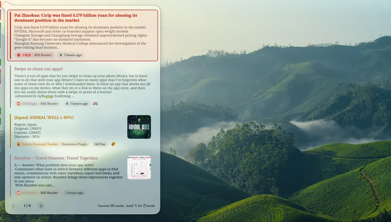 Nunc screen-edge info stream
