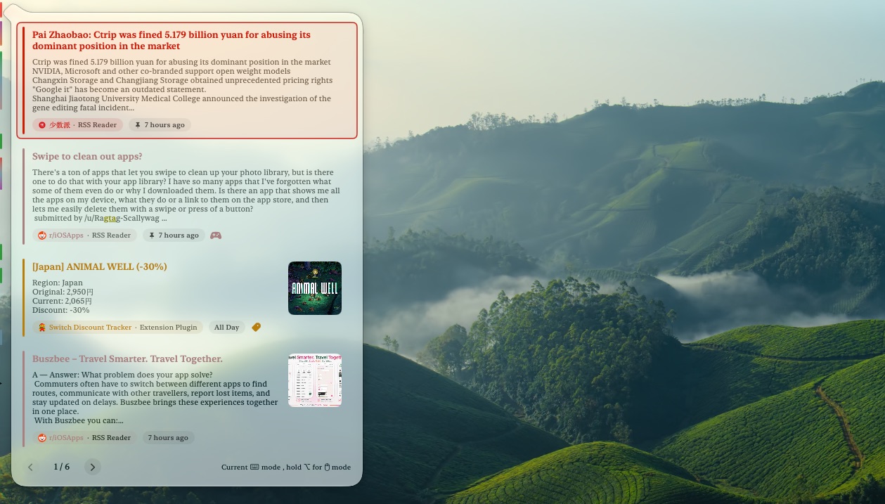 Here Sidefy screen edge timeline over a desktop wallpaper